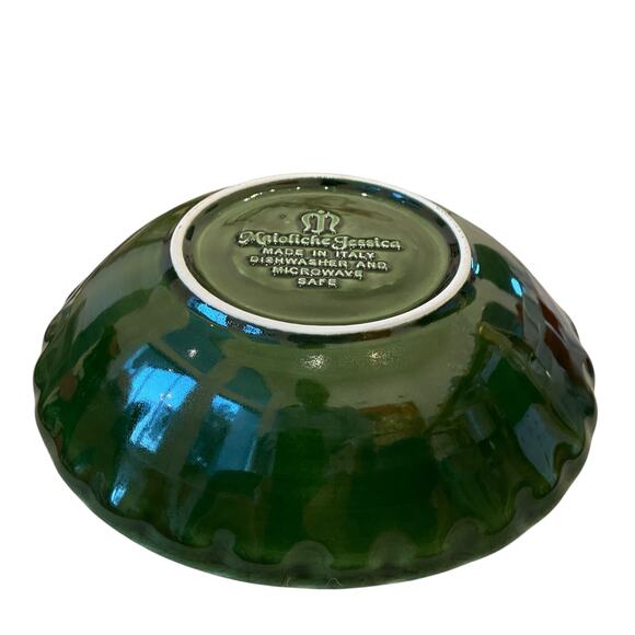 (4) Maioliche Jessica Made in Italy Pasta Bowls 9in Ceramic Christmas Green New - Picture 7 of 13